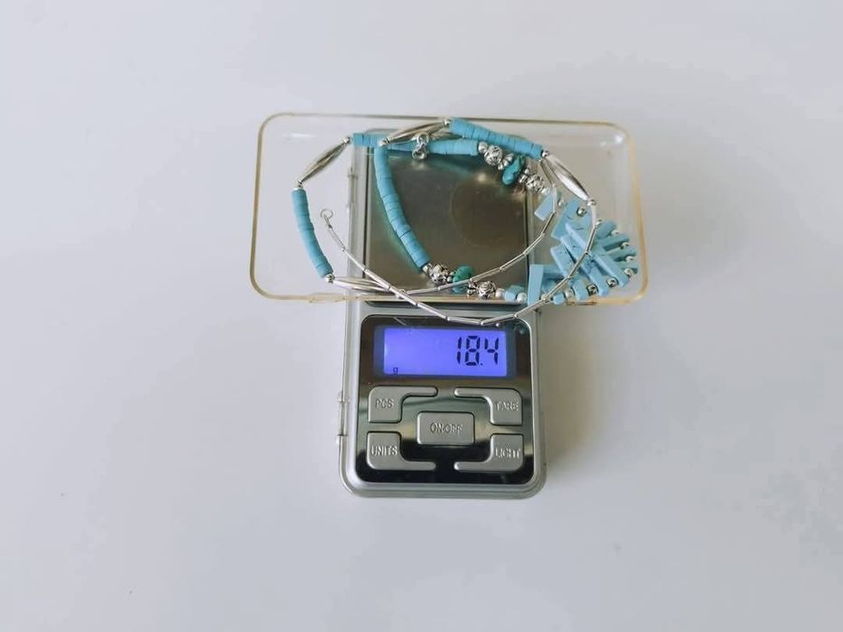 Vechi colier/lant NAVAJO din argint de 925, cu pietre turcoaz