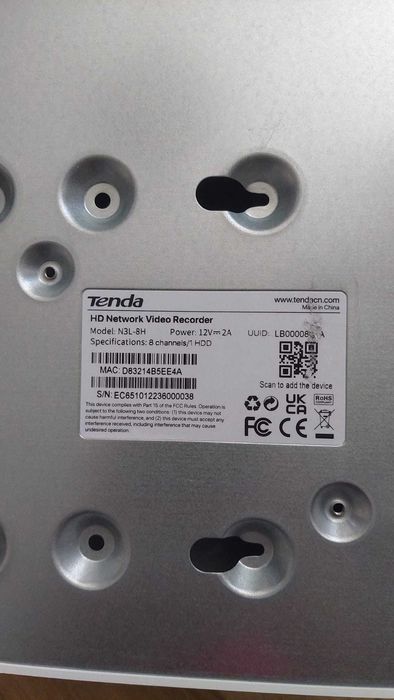 Tenda N3L-8H  8 Channel HD Network Video Recorder Мрежов видеорекордер