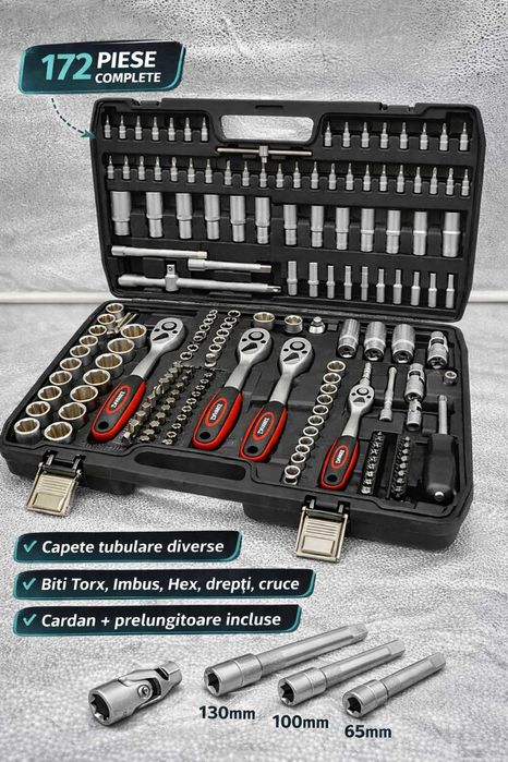 Trusa Chei Tubulare Profesionala 172 Piese TEENO