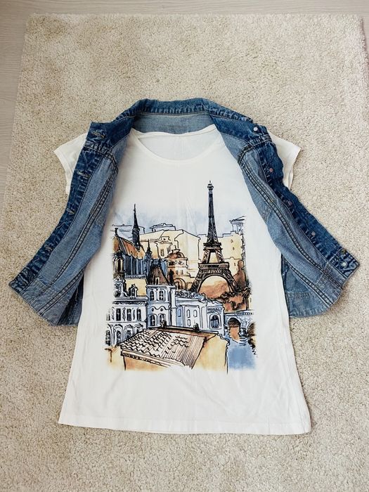 Tricou si vesta blugi marimea S 40 ron