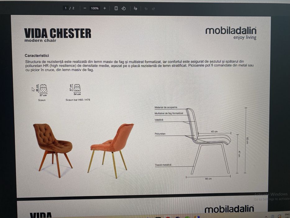 6 scaune living Mobila Dalin Vida Chester Elegance