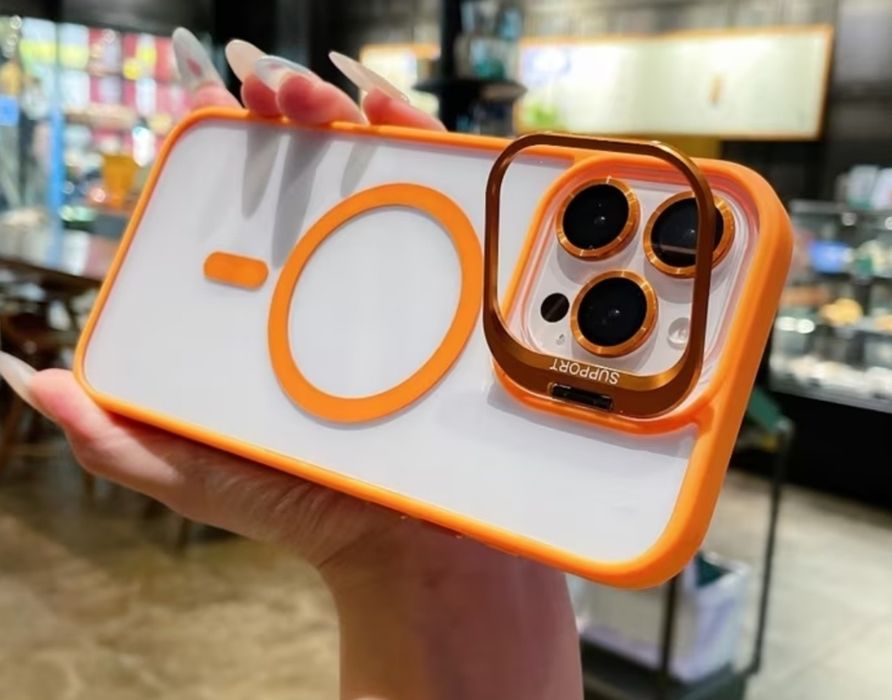 iPhone 17,16,15,14,13,12  Magsafe case с протектори за камерата,стойка