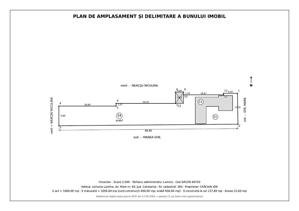 vand urgent negociabil Teren 1.056 Mp Cu Casă Și Spațiu Comercial – Lumina, Strada Mare Nr. 83 – Direct Proprietar352788