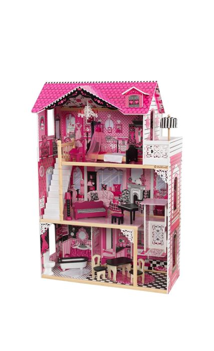 Дървена къща за кукли лед лента асансьор три нива стълби