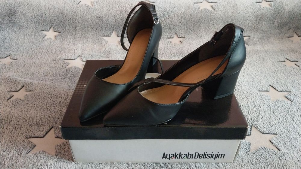 Vand pantofi cu toc Delisiyim Ovis Negru, piele naturala