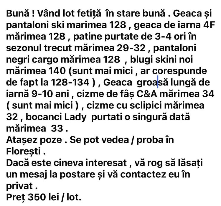 Lot haine fete, mărimea 128-140
