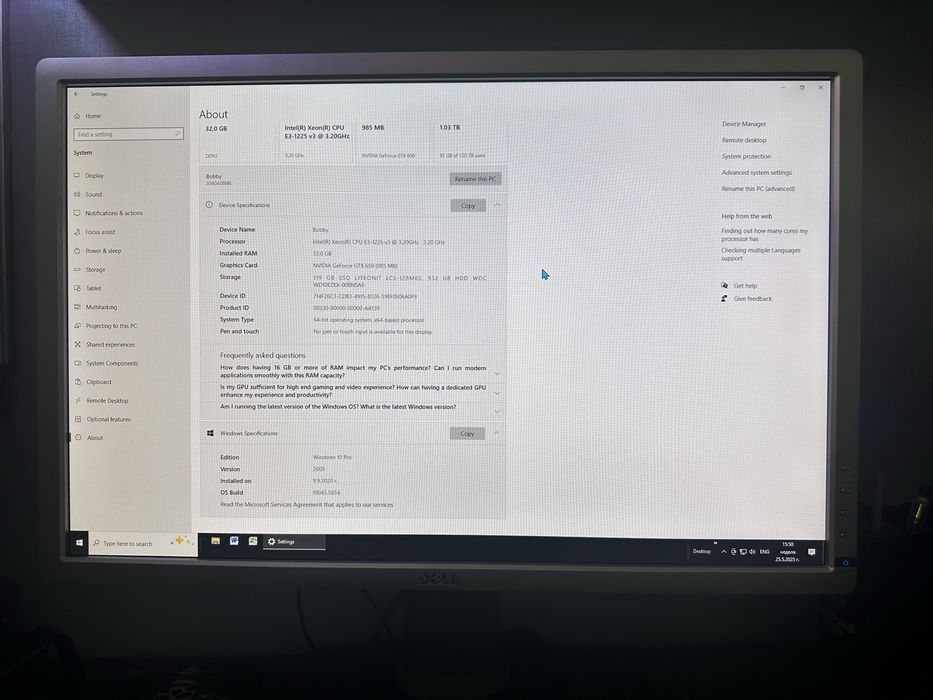 Компютър Lenovo + монитор Dell 24”