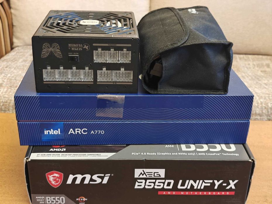 Ryzen 5950X, 32GB RAM, Intel A770 LE, MSI B550 Unify X, 550W PSU