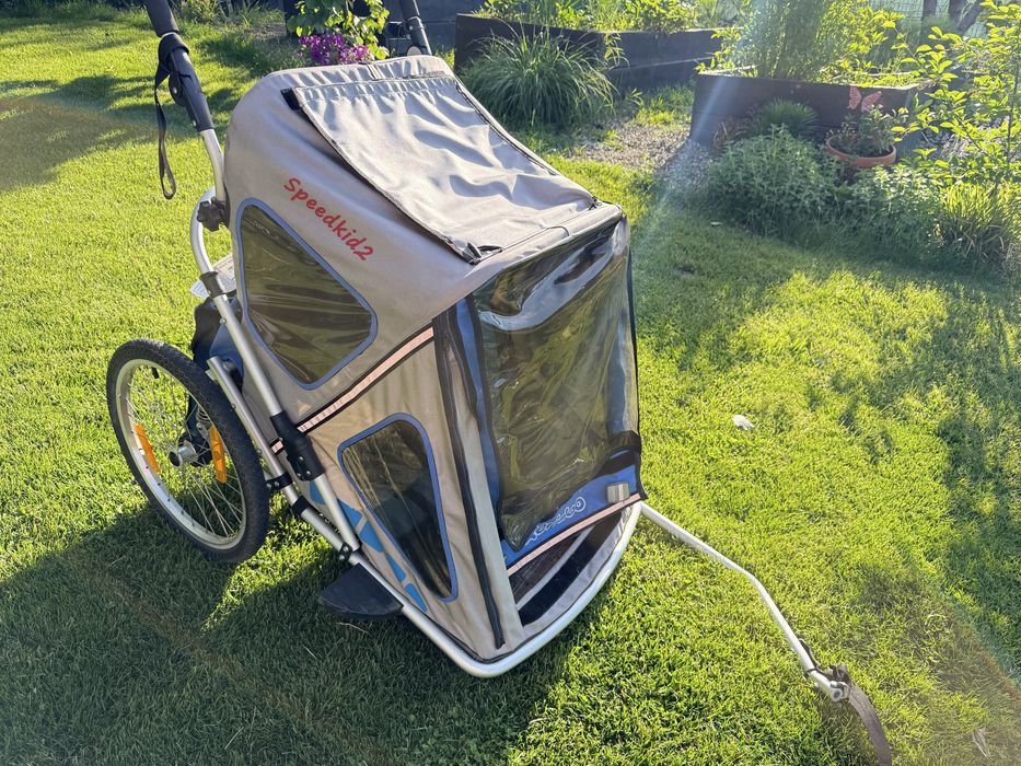 Remorca bicicleta Qeridoo Speedkid 2 cu doua locuri