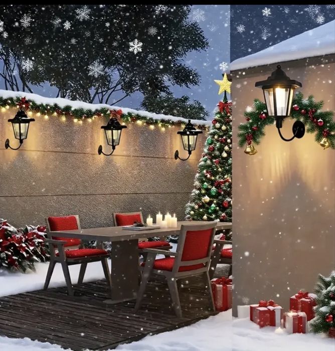 Set de 4 lampi solare de perete, tip lumina de veghe