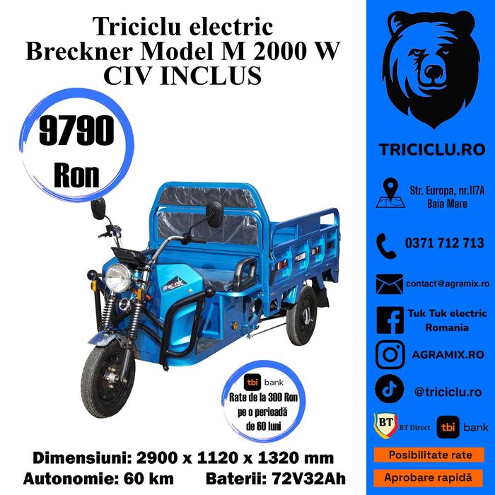Triciclu electric 1600 W BRECKNER MODEL E-M-T 2000-3000 W Agramix NOI