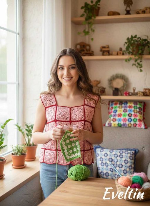 Vesta crosetata handmade, unicat, model traditional