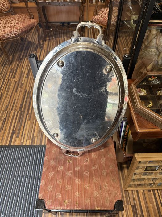 голям стар масивен посребрен поднос