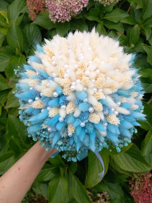 Buchet mireasa din flori naturale uscate si criogenate