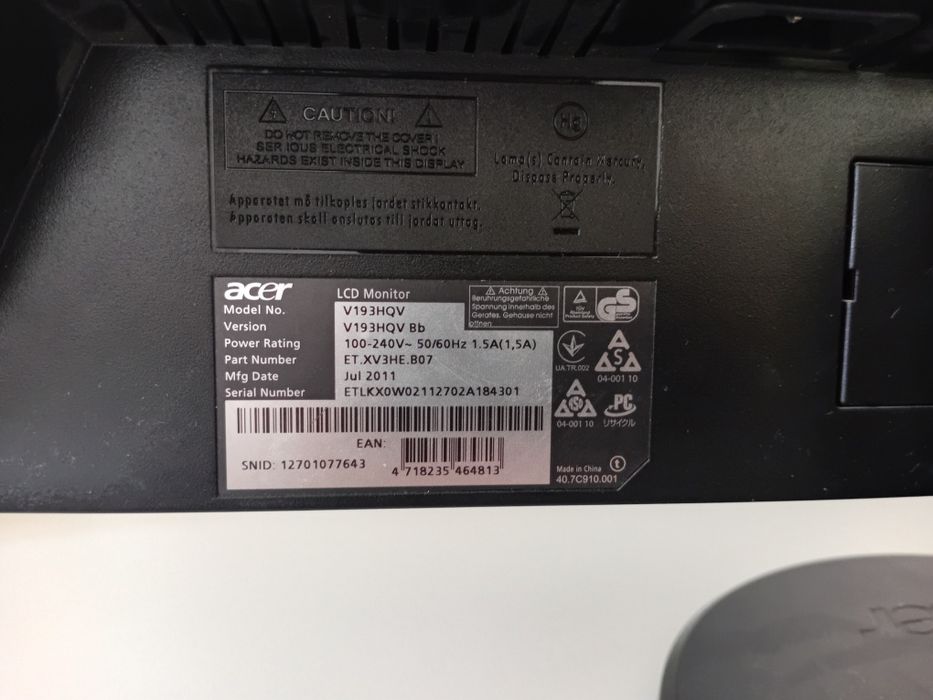 Монитор Acer V193HQV 60герц
