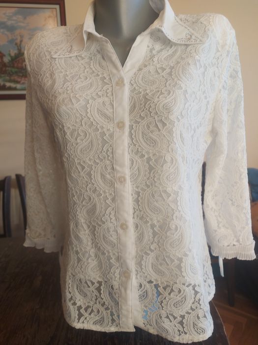 Риза размер XXL черна дантелен гръб