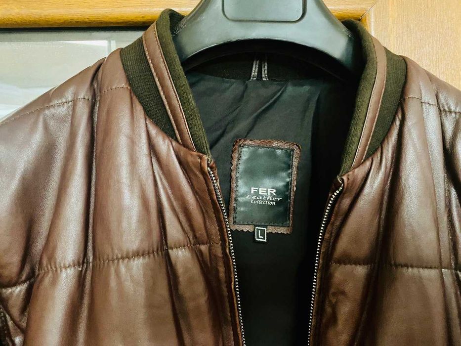 Кожаная куртка, коричневая.  Размер L - ХL. Турция.