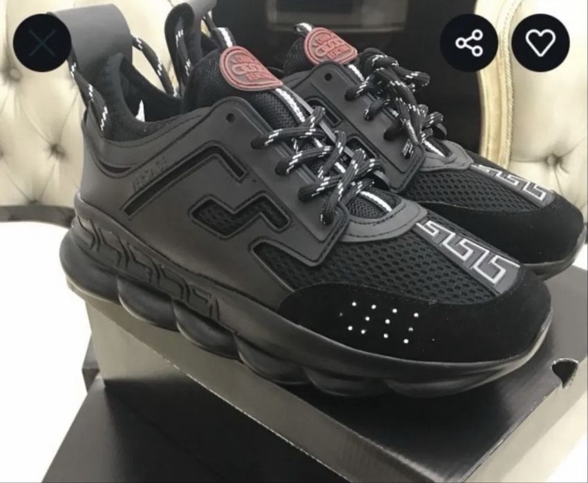 Adidasi Versace chain reaction alb si negru