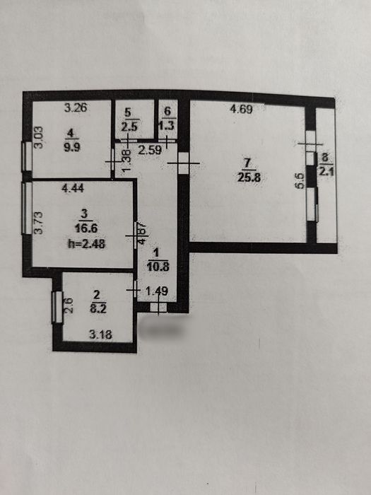 Продается 3-комн (5-9, 3 эт)