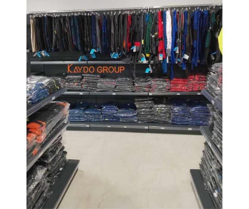 Магазинен стелаж за дрехи, тъмно сив, нов