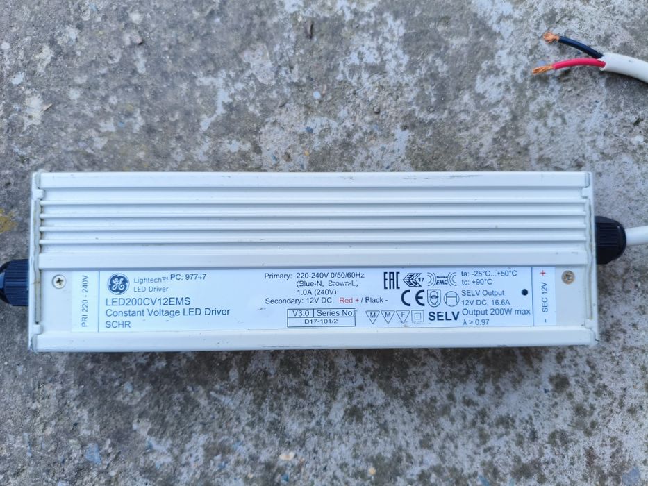 LED driver GE LED 200CV12MS; 12 V/200W/IP67