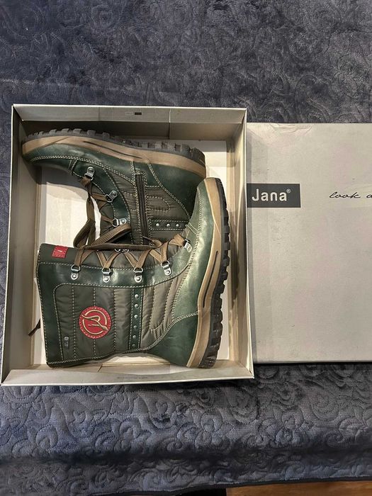 De vanzare cizme inblanite Jana shoes cu fermoar si siret.