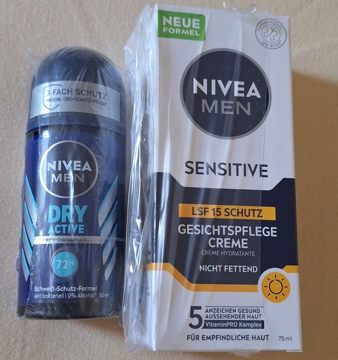 NIVEA MEN комплект за мъже от рол он и дневен крем за чувствителна кож