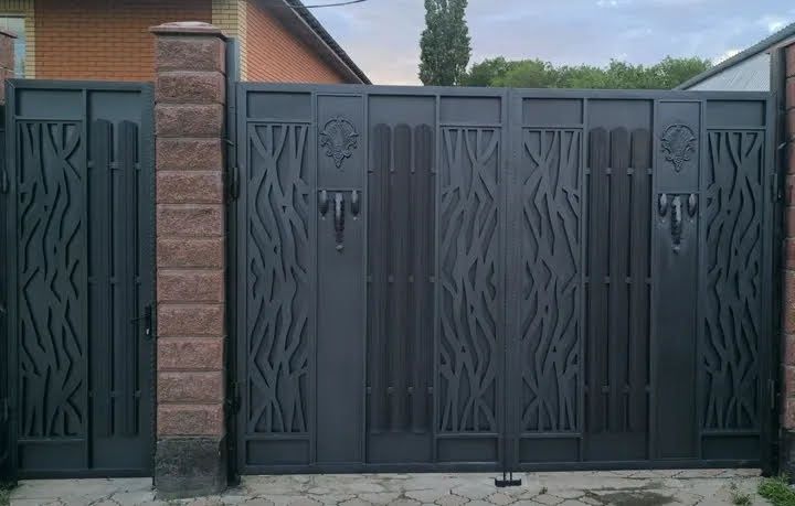 Навесы, стяжка под навес, брусчатка, ворота