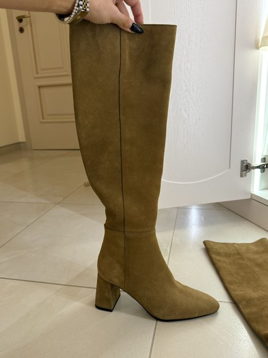 Налични нови дамски ботуши/чизми ZARA 36 номер от естествен велур