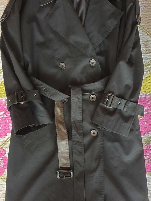 Trench Badgley Mischka negru midi bumbac