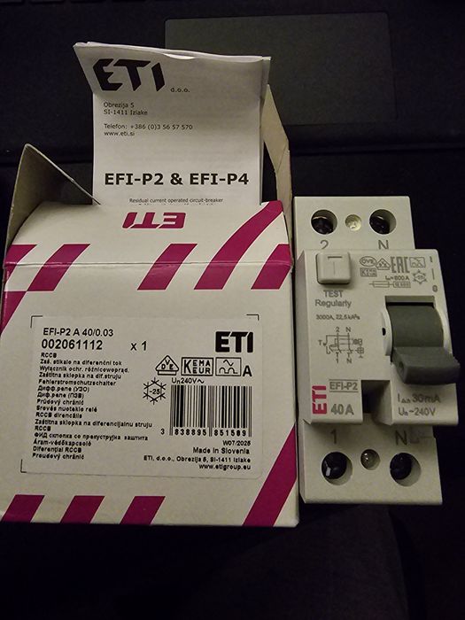 EFI-P2 A 40/0.03 Diferential ETI RCCB 40A 30mA nou  002061112