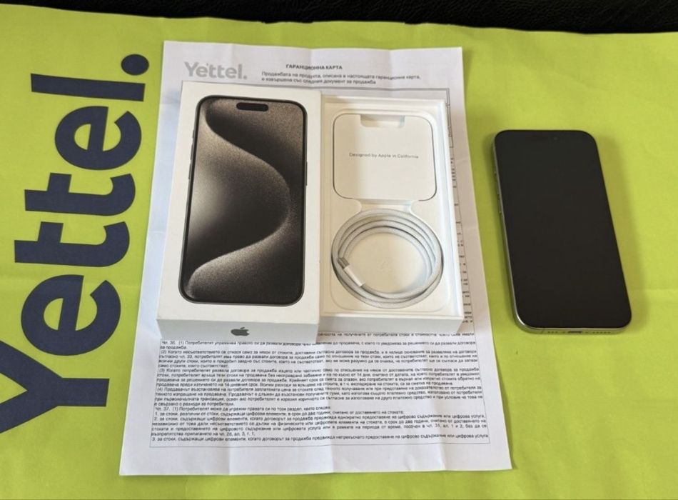 КАТО НОВ 256GB iPhone 15 Pro Гаранция от Yettel до 2026г. Natural