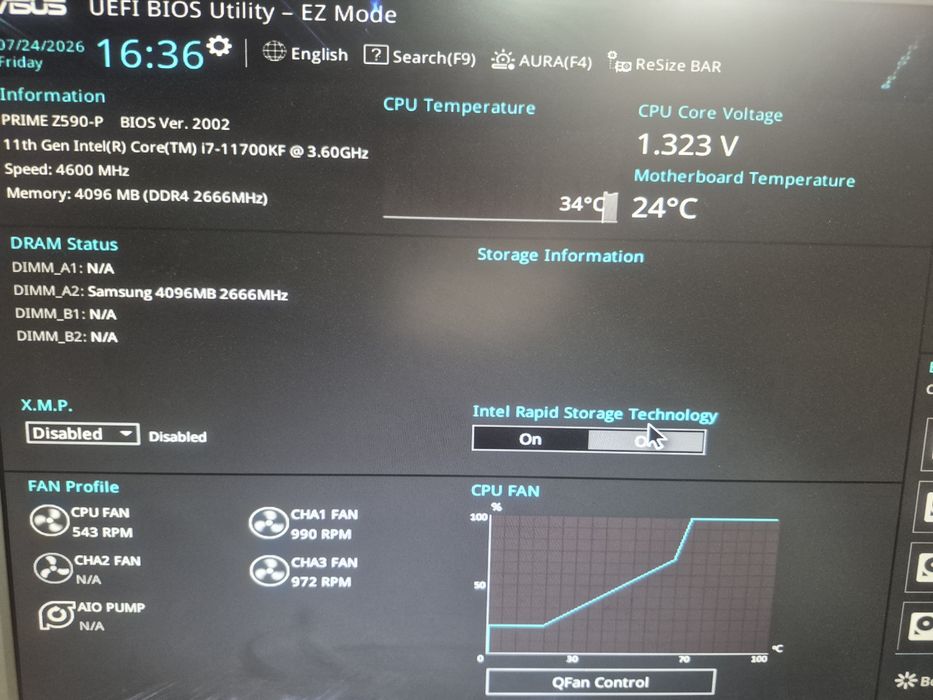 Kit asus prime Z590-P  + i7 11700kf + cooler