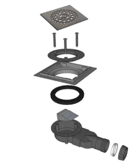 Sifon pardoseala, iesire laterala, 11,5 x 11,5 cm, diametru 4 cm