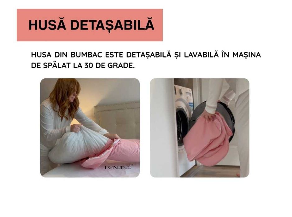 Pernă pentru Gravide 3 în 1 TWINDECO Maxim, 100% BUMBAC ORGANIC, bleu ciel