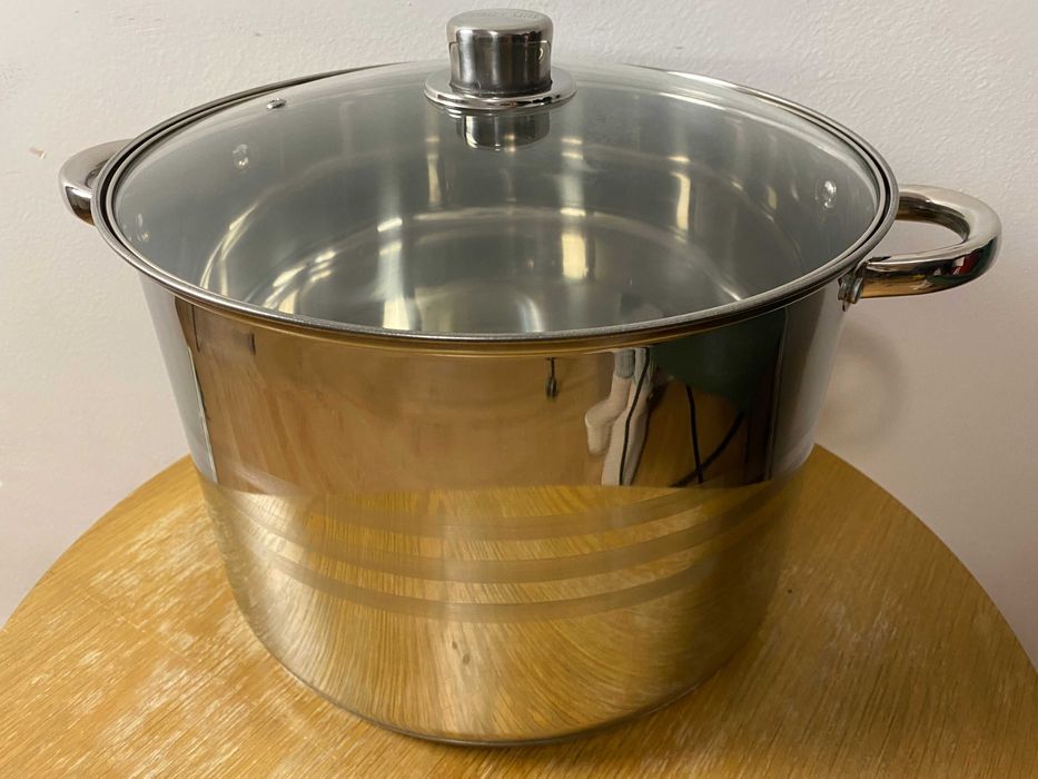 Oala inox 13.5 litri cu capac de sticla pentru gatit practic