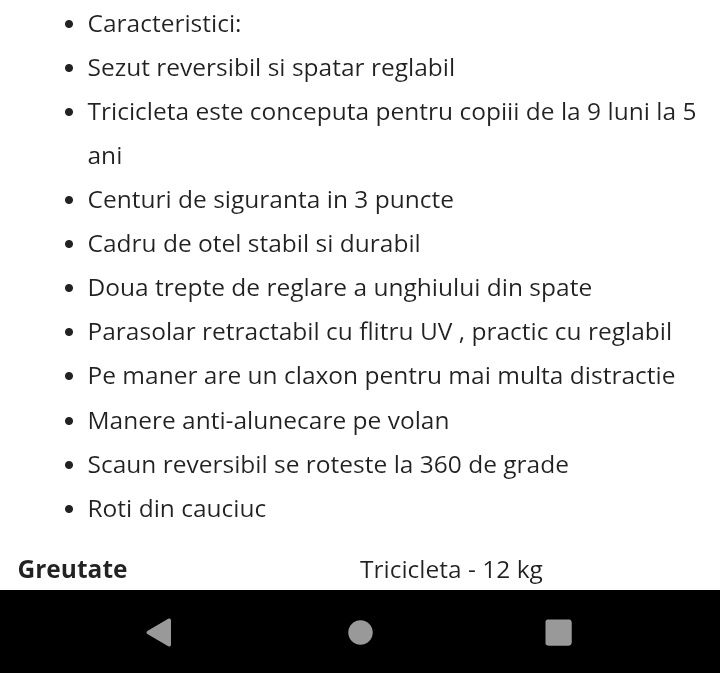 Tricicleta / carucior copii ( de la 9.luni la 5 ani ) Little Bird mult