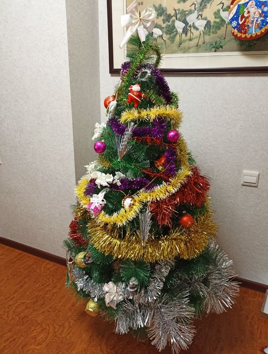 Ёлка ёлочка новогодняя нарядная со всеми игрушками и гирляндами 150 см