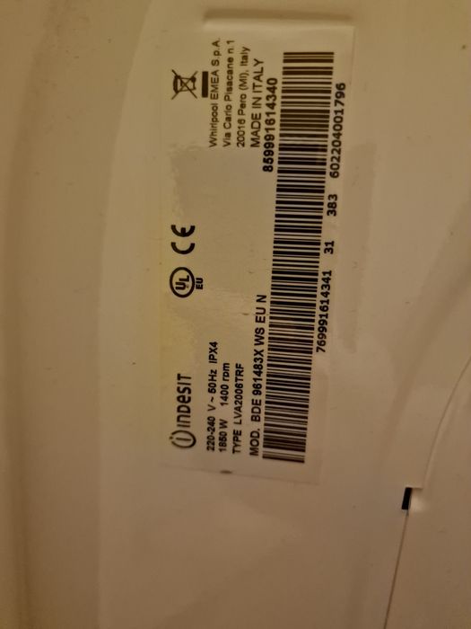 Пералня със сушилня Indesit BDE 961483X WS EU N