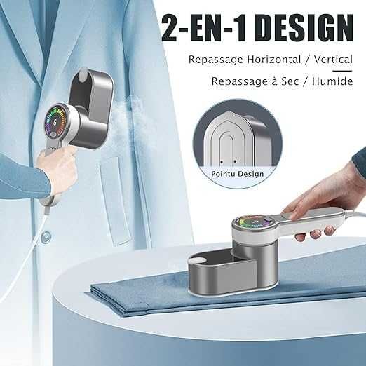 VPOW Мини преносима парна ютия 1200W: 2 в 1  с LCD дисплей