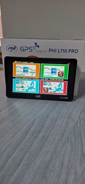 GPS PNI L710 PRO 7" cu Parasolar – Harti iGO Primo HERE 2026 la zi + 2 Alimentatoare