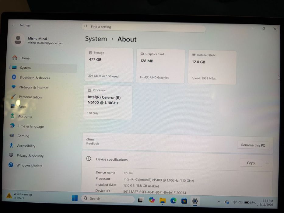 Vand laptop 2 in 1, Chuwi freebook N5100, 512 gb SSD, 12 gb RAM, Intel, stare foarte buna!