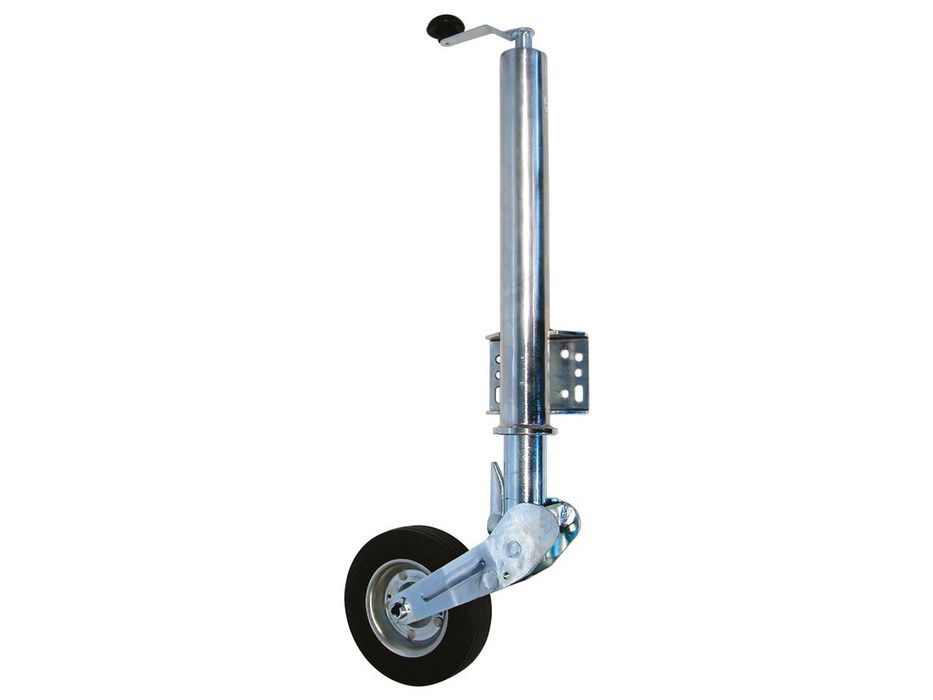 Roata de sustinere retractabila Carpoint pentru remorca, tub 60 mm, roata 200x60 mm din cauciuc plin, sarcina 250 kg, cu colier de fixare