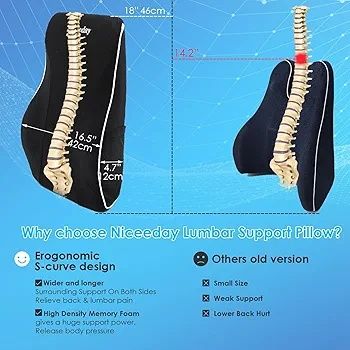 Perna sprijin lombar, auto, birou, invalizi, gravide, spuma memorie