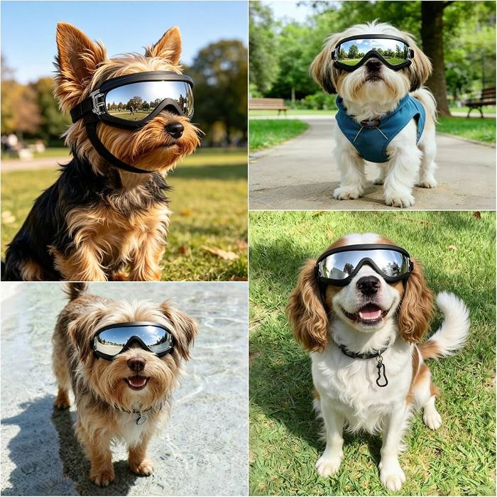 Ochelari de protecție pentru câini de talie mică, anti-UV, rezistenți la vânt