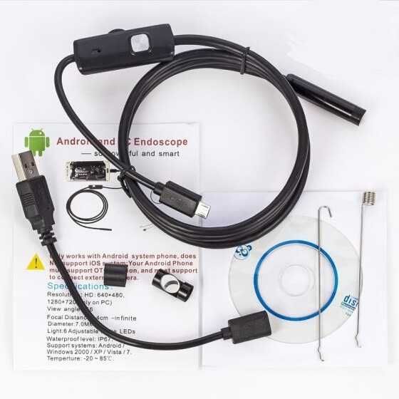 Ендоскоп камера за мобилен телефон дебелина 5.5мм бороскоп