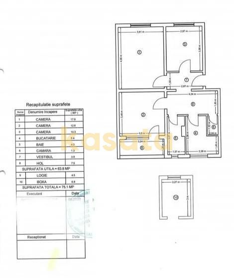 3 camere decomandat | Etaj 3/4 | Balcon 4,5 mp | Boxă cadastrală 7 mp