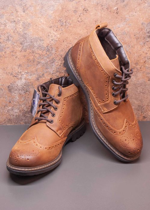 Мркови мъжки боти от естествена кожа номер 41