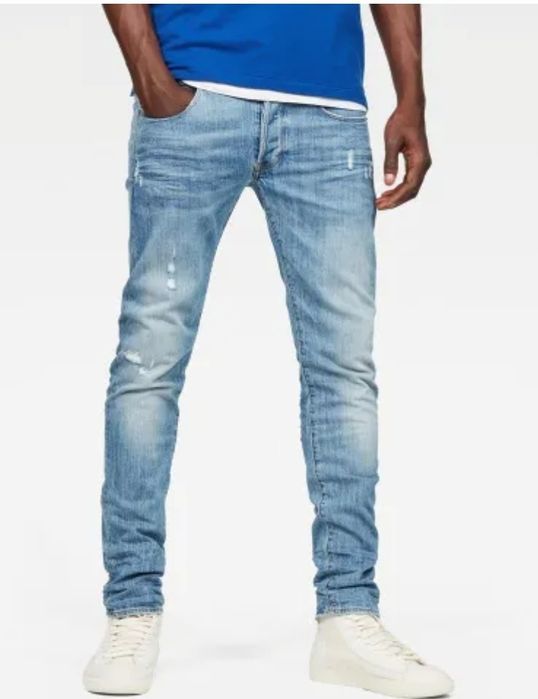 g star raw men's 3301 slim jeans light blue
