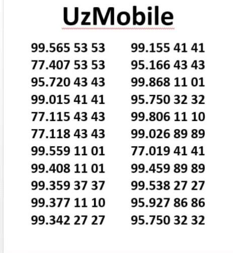 Sim karta uzmobile nomer